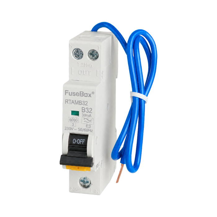 FuseBox 32A Type A B Curve 30mA 6kA Bi-Directional Mini RCBO RTAMB32BD