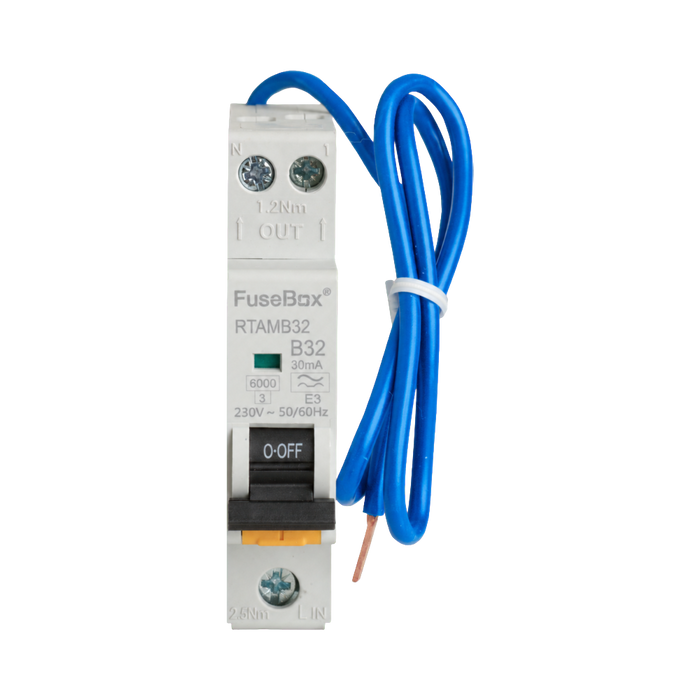 FuseBox 32A Type A B Curve 30mA 6kA Bi-Directional Mini RCBO RTAMB32BD