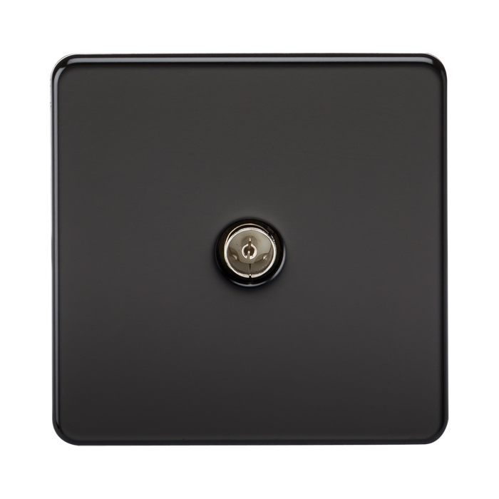 Knightsbridge Screwless Matt Black 1G Non-Isolated TV Outlet SF0100MB