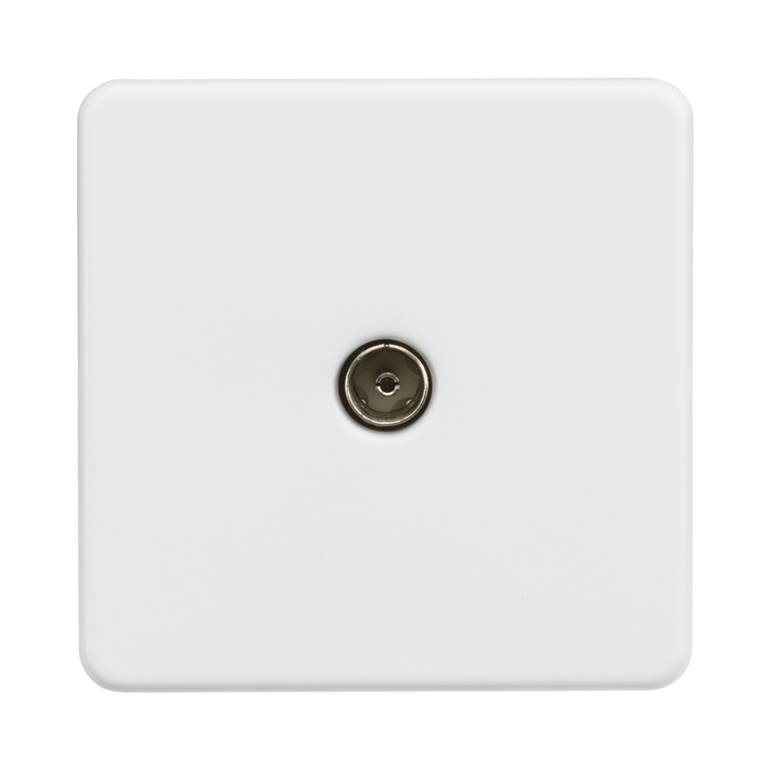 Knightsbridge Screwless Matt White 1G Non-Isolated TV Outlet SF0100MW