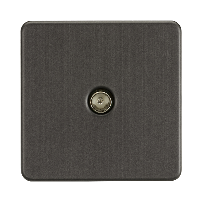 Knightsbridge Screwless Smoked Bronze 1G Non-Isolated TV Outlet SF0100SB