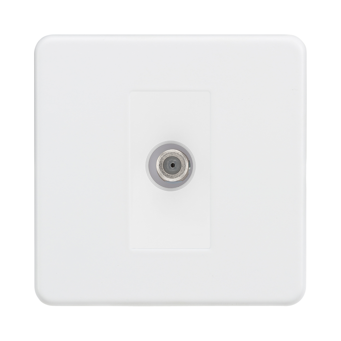 Knightsbridge Screwless Matt White 1G Satellite Socket SF0150MMW