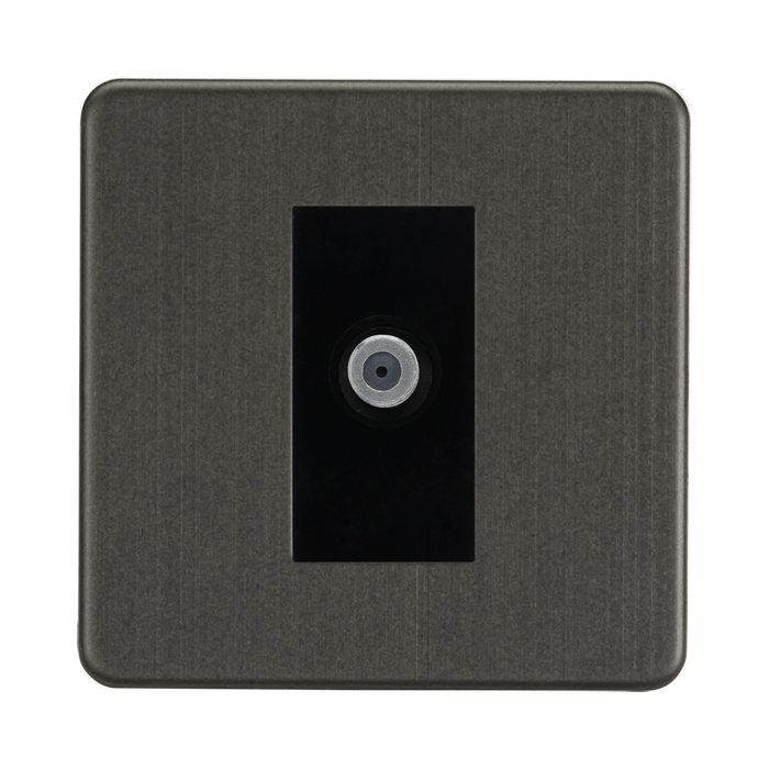 Knightsbridge Screwless Smoked Bronze 1G Satellite Socket SF0150MSB