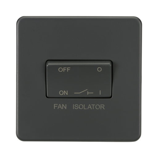 Anthracite fan isolator switch on a white background