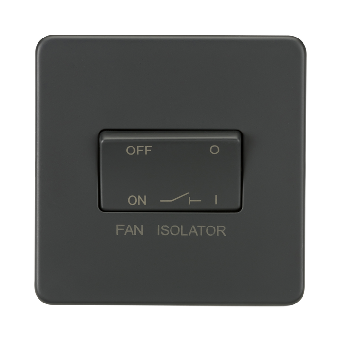 Anthracite fan isolator switch on a white background