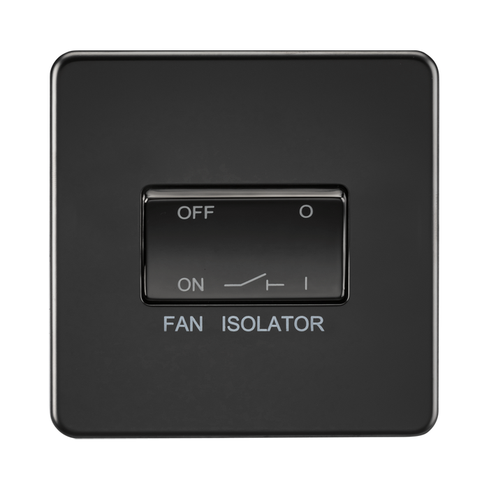 Knightsbridge Screwless Matt Black  10A 3 pole Fan Isolator Switch SF1100MBB