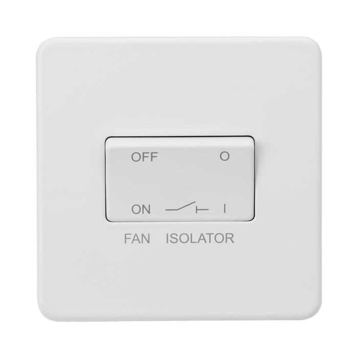 Knightsbridge Screwless Matt White 10A 3 pole Fan Isolator Switch SF1100MW