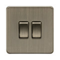 Knightsbridge Screwless Antique Brass 10AX 2G 2-Way & Intermediate Switch SF1212AB