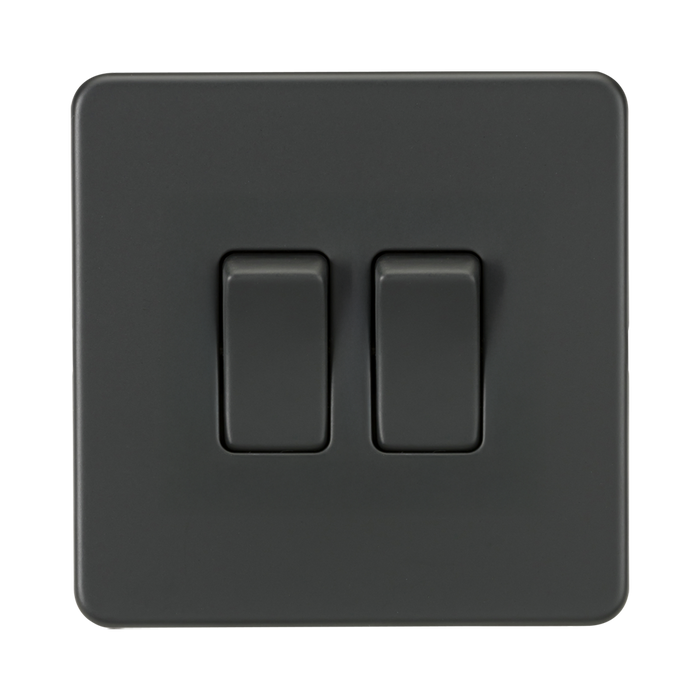 Knightsbridge Screwless Anthracite 10AX 2G 2-Way & Intermediate Switch SF1212AT