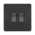 Knightsbridge Screwless Matt Black 10AX 2G 2-Way & Intermediate Switch SF1212MBB