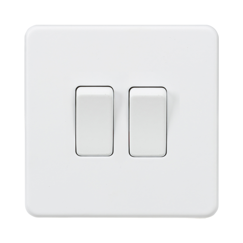 Knightsbridge Screwless Matt White 10AX 2G 2-Way & Intermediate Switch SF1212MW