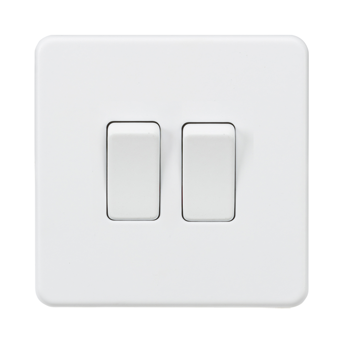 Knightsbridge Screwless Matt White 10AX 2G 2-Way & Intermediate Switch SF1212MW