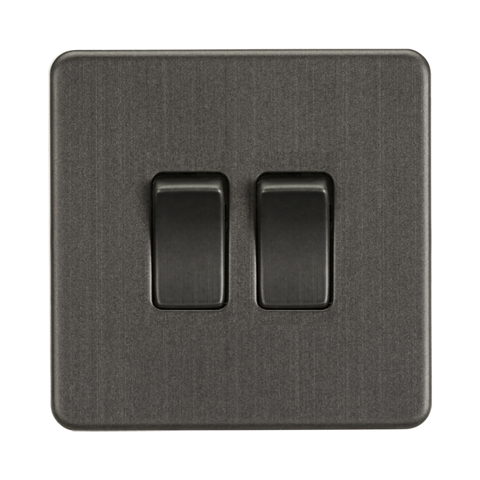 Knightsbridge Screwless Smoked Bronze 10AX 2G 2-Way & Intermediate Switch SF1212SB