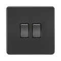 Knightsbridge Screwless Matt Black 10AX 2G Intermediate Switch SF1222MBB