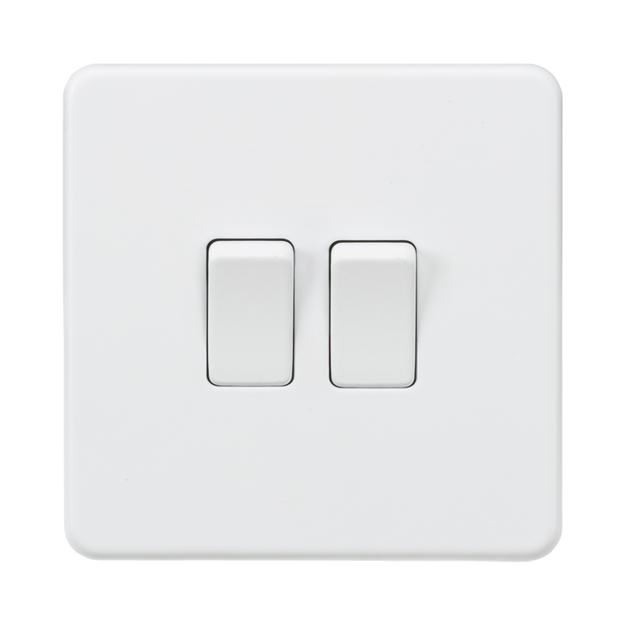 Knightsbridge Screwless Matt White 10AX 2G 2-Way & Intermediate Switch SF1212MW