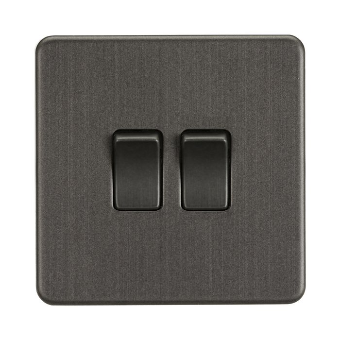 Knightsbridge Screwless Smoked Bronze 10AX 2G 2-Way & Intermediate Switch SF1212SB