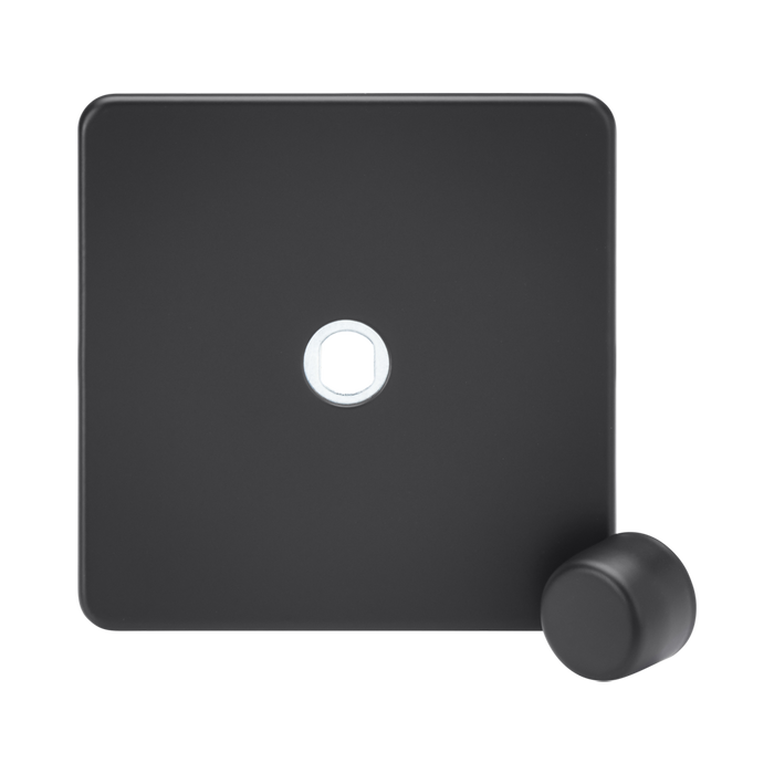 Knightsbridge Screwless Anthracite 1G Dimmer Plate with Metal Dimmer Cap SF1DIMAT