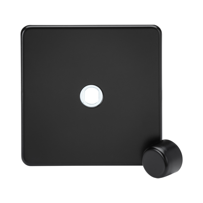 Knightsbridge Screwless Matt Black 1G Dimmer Plate with Metal Dimmer Cap SF1DIMMB