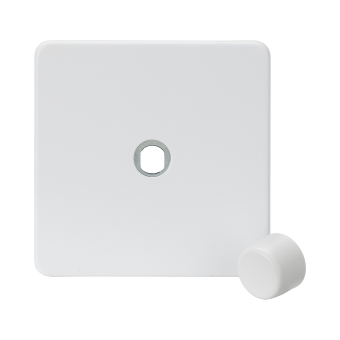 Knightsbridge Screwless Matt White 1G Dimmer Plate with Metal Dimmer Cap SF1DIMMW