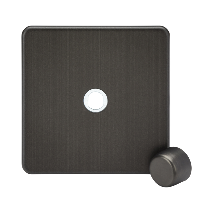 Knightsbridge Screwless Smoked Bronze 1G Dimmer Plate with Metal Dimmer Cap SF1DIMSB