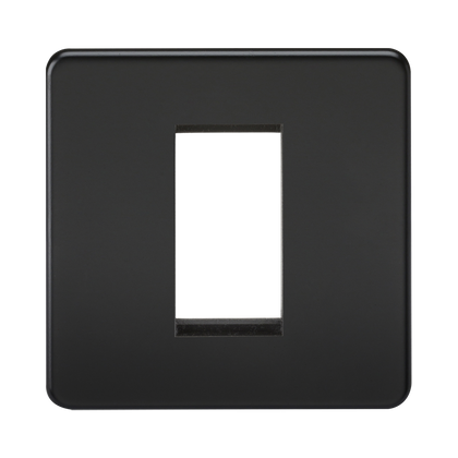 Knightsbridge Screwless Matt Black  1G Modular Faceplate SF1GMB