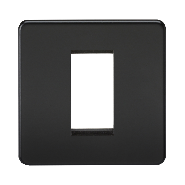 Knightsbridge Screwless Matt Black  1G Modular Faceplate SF1GMB