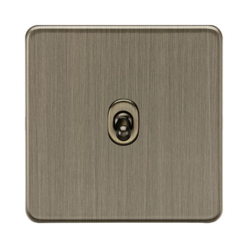 Antique Brass square wall plate with a central socket on a white background
