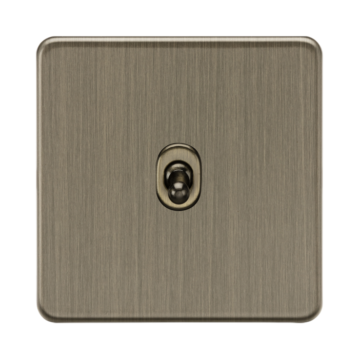 Antique Brass square wall plate with a central socket on a white background