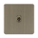 Antique Brass square wall plate with a central socket on a white background