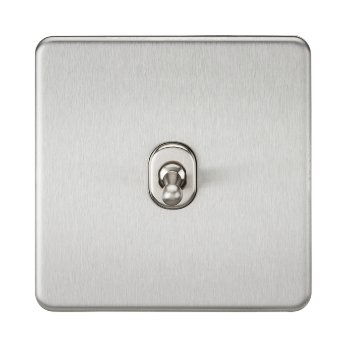 Knightsbridge Screwless Brushed Chrome 1G 2W Toggle Switch SF1TOGBC