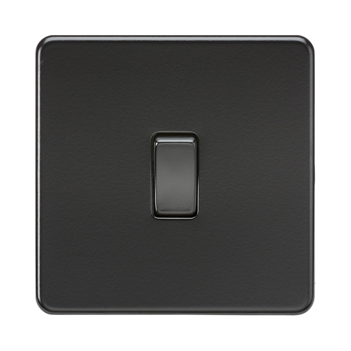 Matt Black Light Switch (1G 2-way) by Knightsbridge with Screwless flat plate rated 10AX