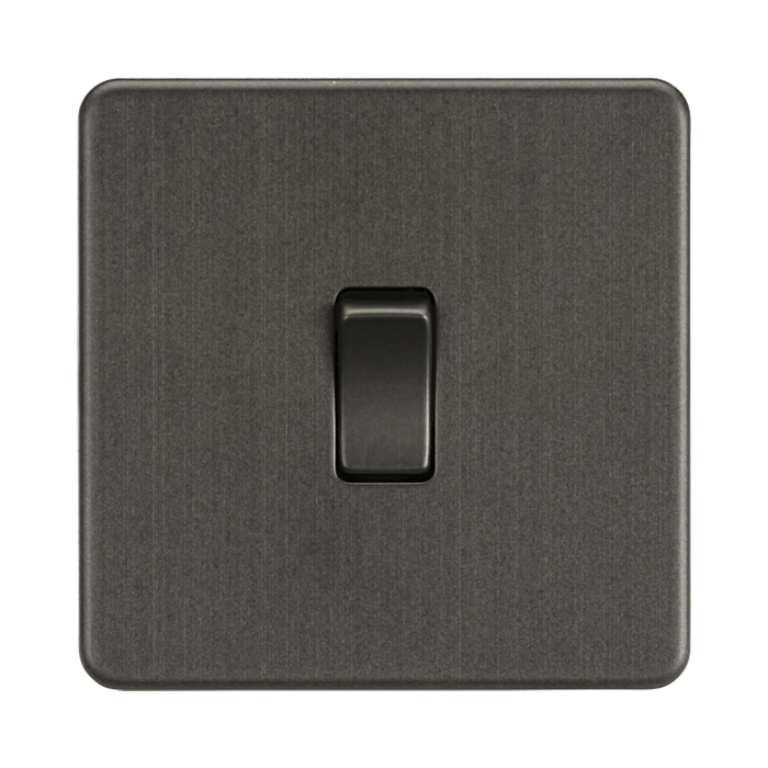 Knightsbridge Screwless Smoked Bronze 10AX 1G Light Switch SF2000SB