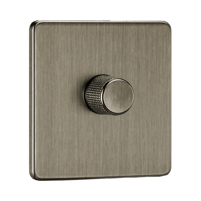 Side profile of Antique Brass Dimmer Switch (1G 2-way) by Knightsbridge with Knurled Dimmer
