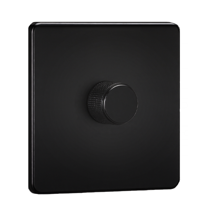 Knightsbridge Screwless Matt Black 1G Dimmer SF2191MBB