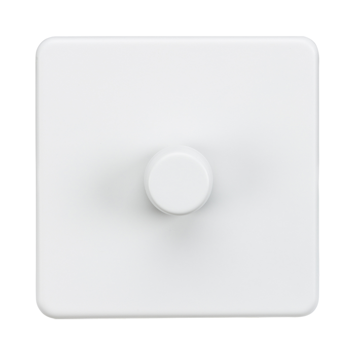 Knightsbridge Screwless Matt White 1G Dimmer SF2191MW