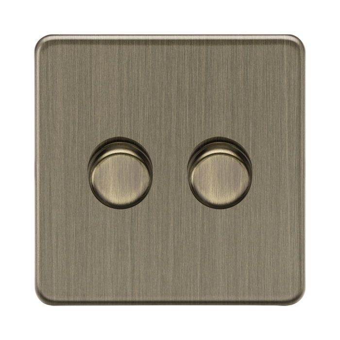 Antique Brass Dimmer Switch (2G 2-way) by Knightsbridge with Smooth Dimming