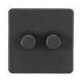Anthracite Dimmer Switch (2G 2-way) by Knightsbridge with Smooth Dimming