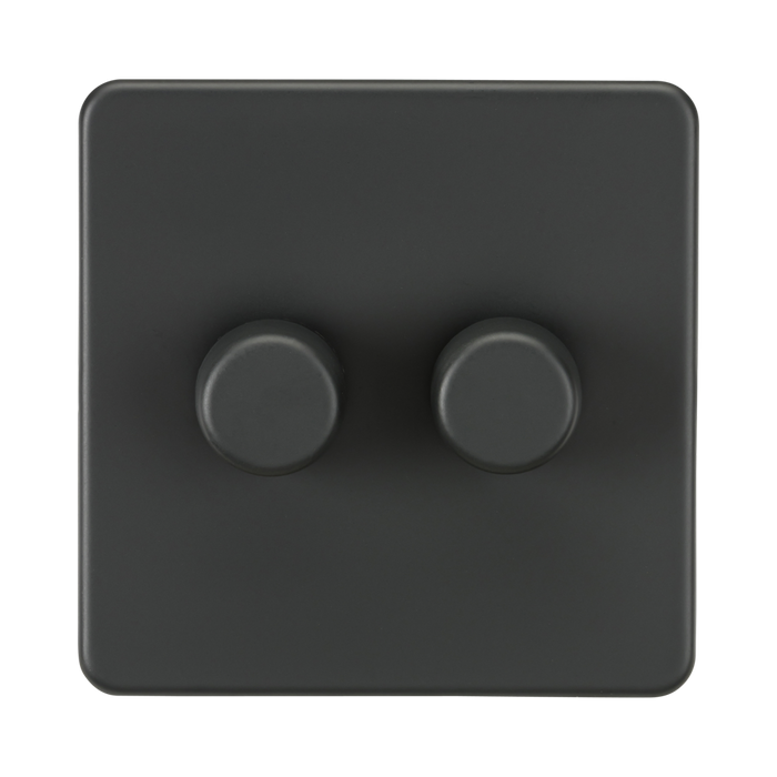 Anthracite Dimmer Switch (2G 2-way) by Knightsbridge with Smooth Dimming