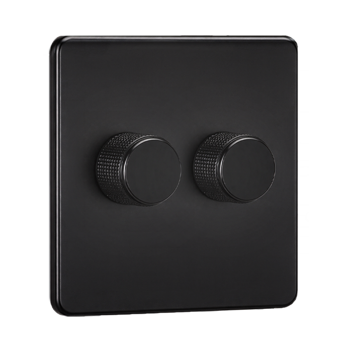 Knightsbridge Screwless Matt Black 2G Dimmer SF2192MBB
