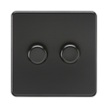 Matt Black Dimmer Switch (2G 2-way) by Knightsbridge with Smooth Dimming