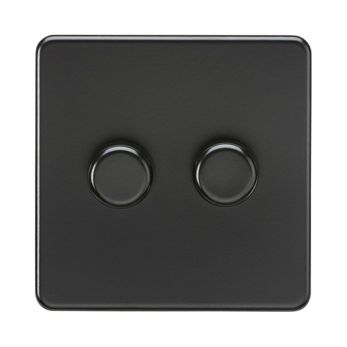 Matt Black Dimmer Switch (2G 2-way) by Knightsbridge with Smooth Dimming