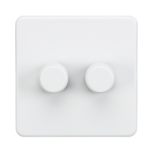 Knightsbridge Screwless Matt White 2G Dimmer SF2192MW