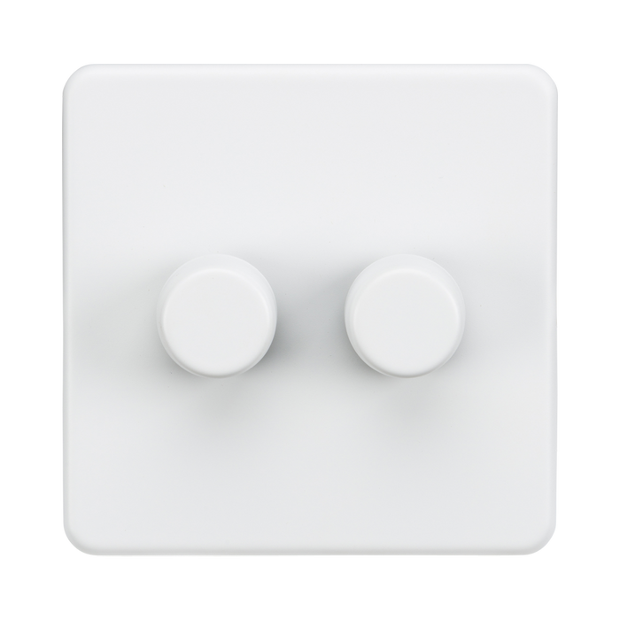 Knightsbridge Screwless Matt White 2G Dimmer SF2192MW