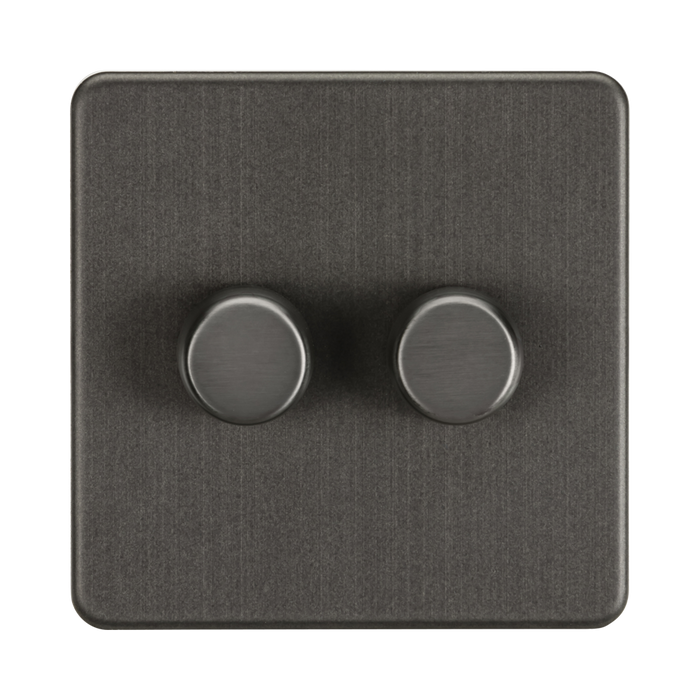Smoked Bronze Dimmer Switch (2G 2-way) by Knightsbridge with Smooth Dimming