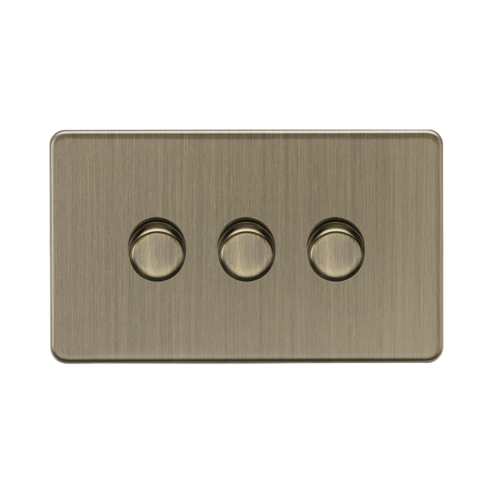 Antique Brass Dimmer Switch (3G 2-way) by Knightsbridge with Smooth Dimming