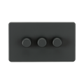 Anthracite Dimmer Switch (3G 2-way) by Knightsbridge with Smooth Dimming