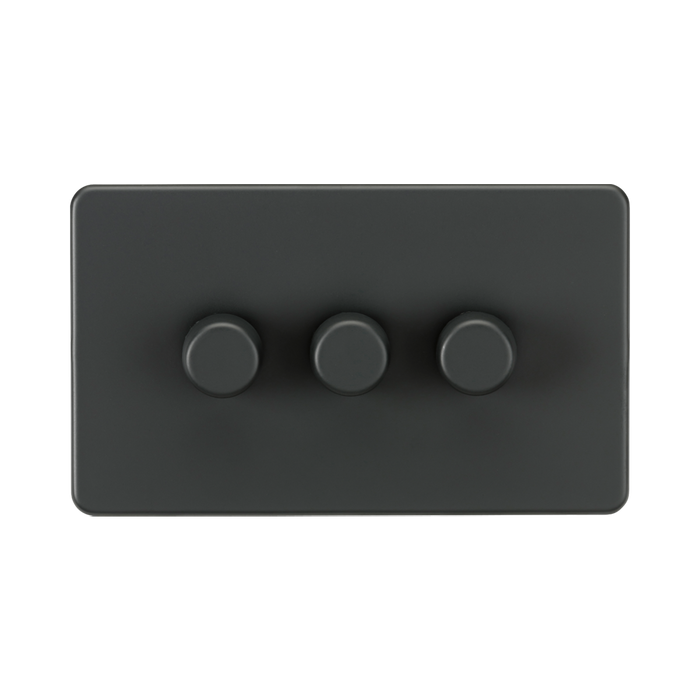Anthracite Dimmer Switch (3G 2-way) by Knightsbridge with Smooth Dimming