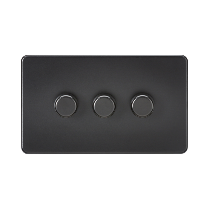 Matt Black Dimmer Switch (3G 2-way) by Knightsbridge with Smooth Dimming