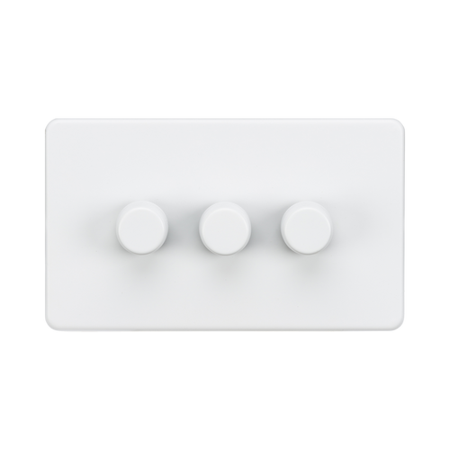 Knightsbridge Screwless Matt White 3G Dimmer SF2193MW