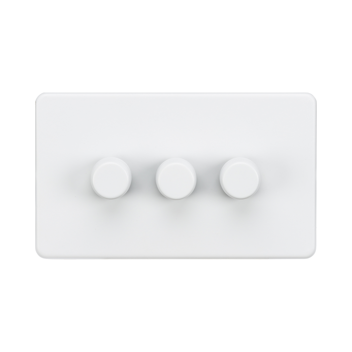 Matt White Dimmer Switch (3G 2-way) by Knightsbridge with Smooth Dimming